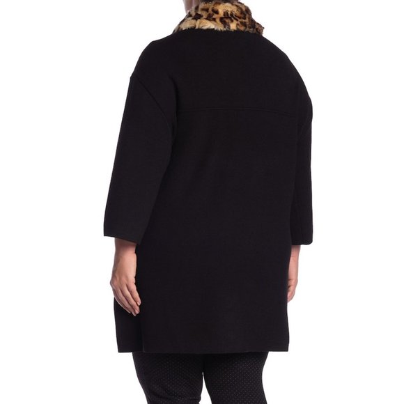 Catherine Malandrino Blk Faux Fur Sweater Coat-1X